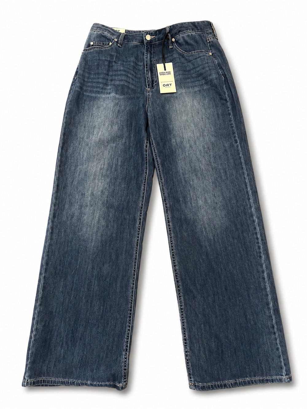 OAT New York Wide Leg Jeans Sz 12 High Rise Cloud Luxe Denim NWT
